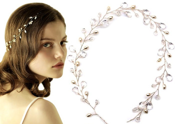 Bentiță cu diademă de argint pe o sârmă de păr pentru o nuntă