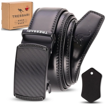 TRESSARI Herren-Automatikgürtel aus Leder, Schwarz, 120 cm