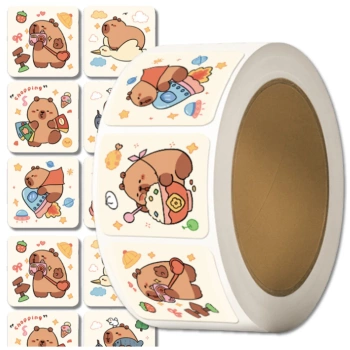 Capybara-Aufkleber, bunt, Cartoon, auf einer Rolle, 300 Stück, für Kinder zum Selbermachen