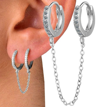 Cercei dama, otel inoxidabil, lant punk agatat