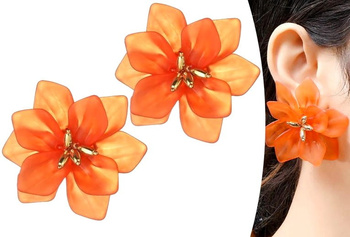 Cercei dama la moda flori boho retro flori portocalii