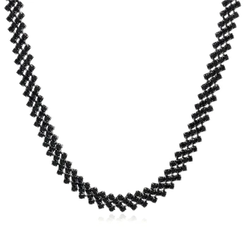 Colier cu zirconiu cubic, choker dama, guler, cristale negre