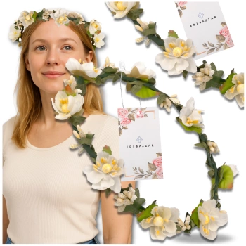 Weißer Kranz Stirnband Blumen Rosen Boho Stil