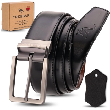TRESSARI Ledergürtel 120 cm, doppelseitig, schwarz-braun, für Hosen