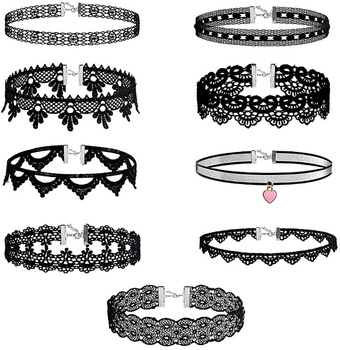 Set negru de 9 piese CHOKER colier cu șnur de celebritate