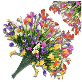 Kunstblumen bunt Lilien Deko Blumenstrauß Calla 5St