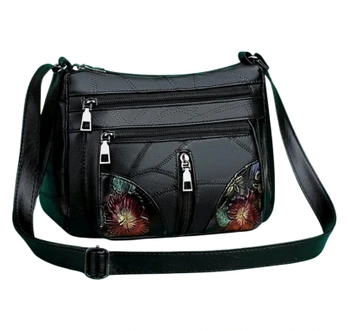 Geanta de umar din piele, geanta de dama din piele ecologica, flori