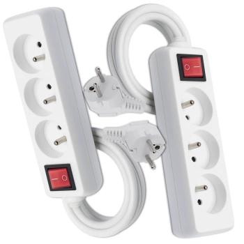 Verlängerungskabel mit 3 Steckdosen, 2er-Set, GRUNDIG Steckdosenleiste 1,5 m mit Schalter