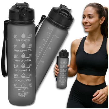 Flasche 1000 ml TRESSARI Sportflasche BPA FREE für Wasser, solides PC, schwarz