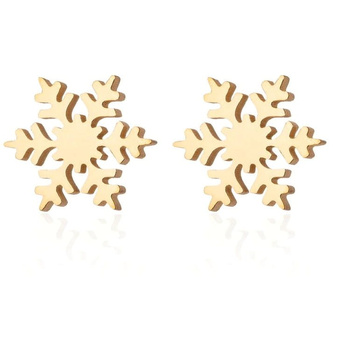 Cercei mici din aur, oțel chirurgical, fulg de nea