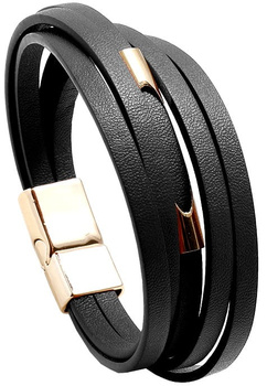 Bratara din piele neagra cu elemente aurii
