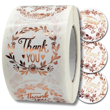 Aufkleber auf Rolle 500 Stk. vergoldet DIY Dankeschön für Pakete