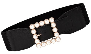 Curea elastica larga de cauciuc cu perle