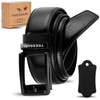 Herren-Ledergürtel TRESSARI, Naturleder, 120 cm, schwarz, für Hosen