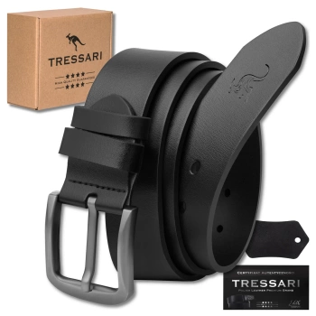 Herrengürtel, 100 % Naturleder, schwarz, für TRESSARI-Hosen