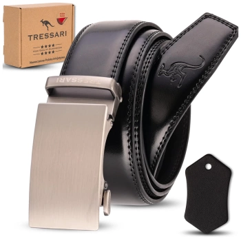 TRESSARI Herren-Hosengürtel 120 cm Automatik Leder Schwarz