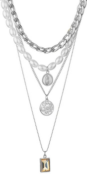 Colier cu lanț cu monede și perle la modă pentru femei