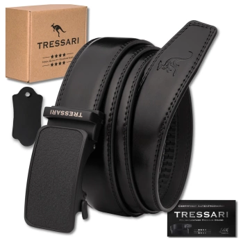 Schwarzer automatischer Hosengürtel für Herren, Naturleder, 125 cm TRESSARI