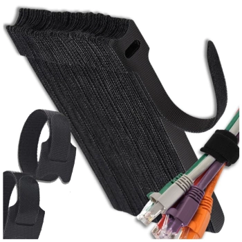 Klett-Kabelbinder zur Befestigung von Drähten, 100er-Set, schwarz, 12 x 150 mm