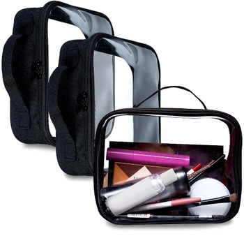 Set 3 piese, organizator transparent pentru geanta cosmetica pentru valiza