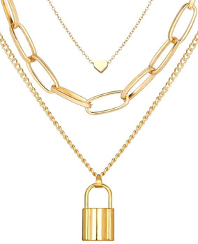 Colier cu lacăt, inimă, metal punk