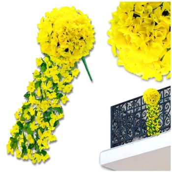 Hängende gelbe Kunstblumen Efeu Klettern dekorativ 1 Stück für Balkon