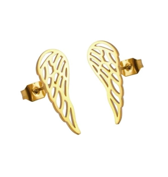 Cercei aripi din oțel chirurgical placat cu aur