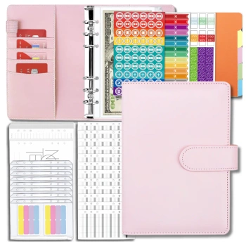 Organizer-Notizbuch-Budgetplaner-Finanzordner-Set in Rosa