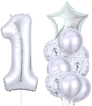 Set de 10 baloane argintii pentru ziua de nastere