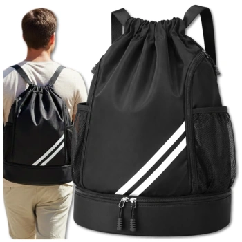 Sportrucksack mit Kordelzug für Gymnastiktraining, schwarz