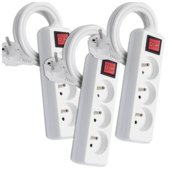 GRUNDIG 1,5 m Steckdosenleiste, 3 Steckdosen, 3er-Set