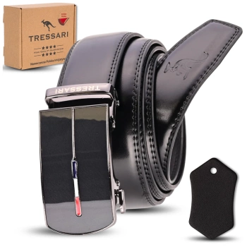 TRESSARI Herren-Hosengürtel, schwarz, 120 cm, Automatik, Leder
