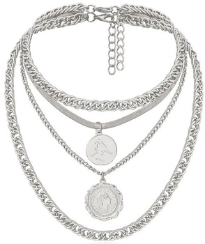 Colier gros cu lanț cubanez cu monede