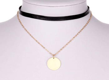 Colier de aur, choker negru, panglică