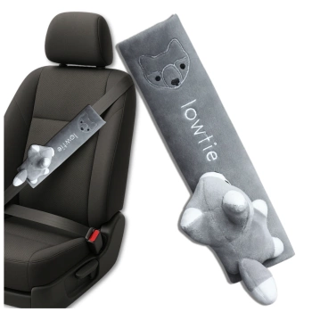 Plüschiger Sicherheitsgurtbezug aus grauem Fuchs für Kinder