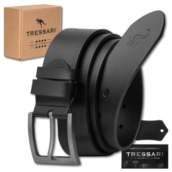 Herren-Ledergürtel, 100 % Naturleder, für Hosen, schwarz TRESSARI