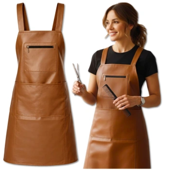 Küchenschürze für Damen und Herren mit Taschen, wasserdicht, braun