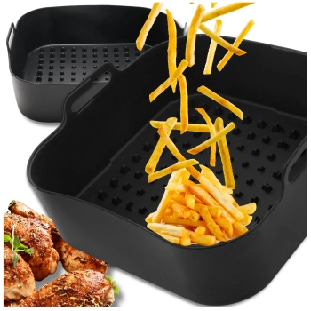 Silikoneinsatz für Heißluftfritteuse, wiederverwendbare Backform, schwarz