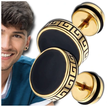 Ohrstecker für Herren und Damen, Chirurgenstahl, Schwarzgold, 8-mm-Creolen