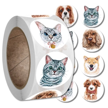 Sticker auf Rolle 500 Stk. Tiere bunt DIY für Kinder