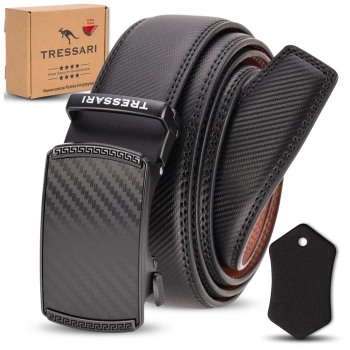 Automatischer Herren-Ledergürtel, schwarz, 120 cm, TRESSARI