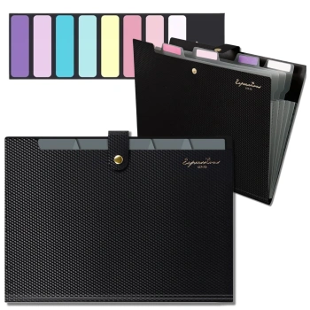 A4-Ordner, Dokumentenorganizer, Aktentasche, 5 Fächer, schwarz