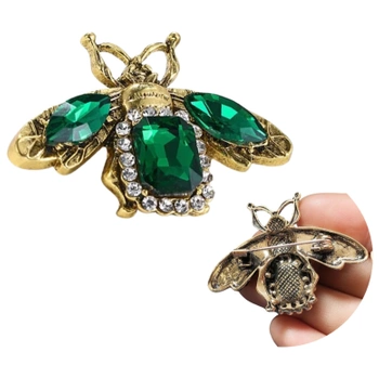 Brosa de insecte cu zirconi, cristale elegante de insecte verzi