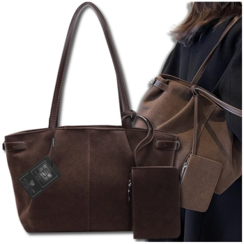 BAD&BAGS Damen Shopper Tasche aus Öko-Wildleder in Braun