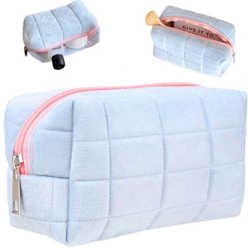 Geanta cosmetice, organizator penion de pluș albastru