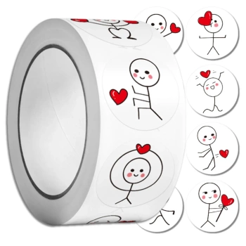 Sticker auf Rolle 500 Stk. DIY Herzmännchen für Kinder bunt