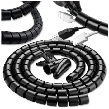 Kabelkanal, 5 m, schwarz, Spirale, Kabelorganisator