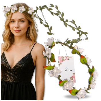 Weißer Kranz Haarreif zur Kommunion Blumen Rosen Boho Style