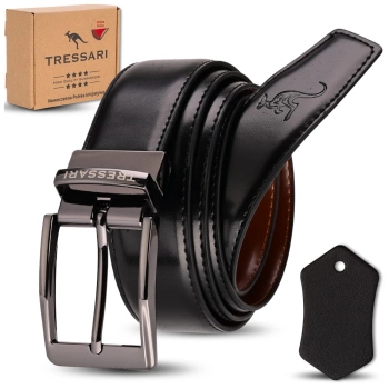 TRESSARI doppelseitiger Ledergürtel, schwarz und braun, 120 cm für Hosen