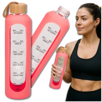 Glasflasche, 1000 ml, solide TRESSARI Sportwasserflasche zum Laufen